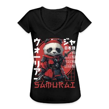 Samurai Panda Kawaii Japanese Ninja Panda Bear - Women's Vintage T-Shirt - black - Front - Danielle (179cm)