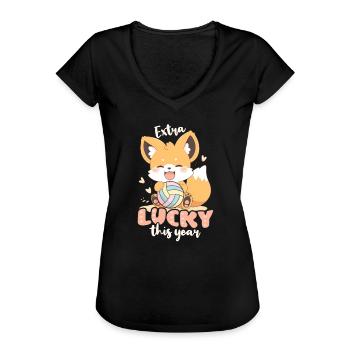 La grossesse de volleyball est très chanceuse cette année - T-shirt vintage Femme - noir - Devant
