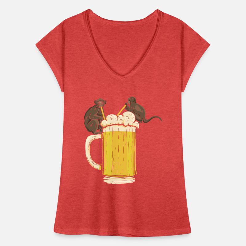 Monkeys with Beer Orangutan Monkey Funny Monkey Women's Vintage T-Shirt