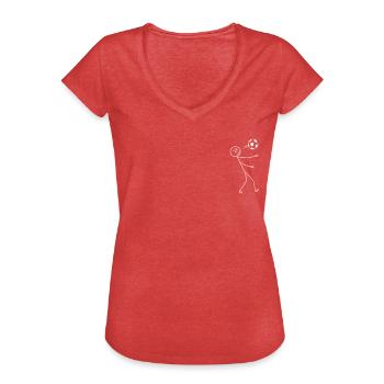 Funny Soccer Stick Figure Soccer Player Stick Figu - Women's Vintage T-Shirt - heather red - Front - Danielle (179cm)