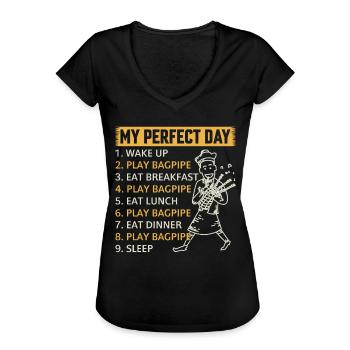 Bagpipe Player Day Plan Bagpipe Musician Bagpiper - Frauen Vintage T-Shirt - Schwarz - Vorne - Danielle (179cm)