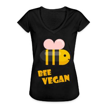 Vegan - T-shirt vintage Femme - noir - Devant - Danielle (179cm)