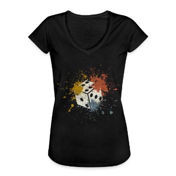 Würfel - Frauen Vintage T-Shirt - Schwarz - Vorne - Danielle (179cm)