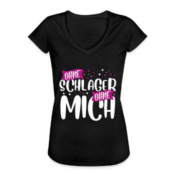Schlagermusik Schlager - Frauen Vintage T-Shirt - Schwarz - Vorne - Danielle (179cm)