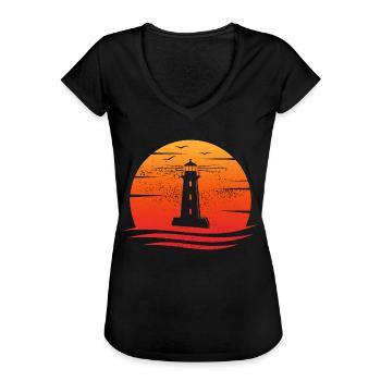 Leuchtturm retro küste ostsee nordsee küste - Frauen Vintage T-Shirt - Schwarz - Vorne - Danielle (179cm)