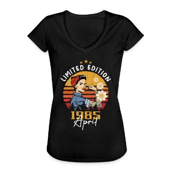 April 1985 Geburtstagsgeschenk April 1985 Vintage - Frauen Vintage T-Shirt - Schwarz - Vorne