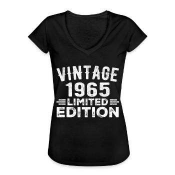 Année de naissance 1965 Année de naissance Millésime 1965 - T-shirt vintage Femme - noir - Devant - Danielle (179cm)