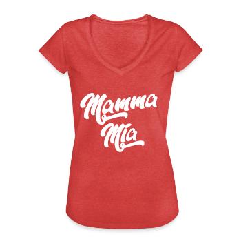 MOM MIA - T-shirt vintage Femme - rouge chiné - Devant - Danielle (179cm)