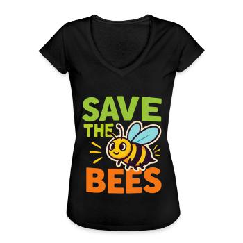 Save the Bees Bee Protection - Women's Vintage T-Shirt - black - Front - Danielle (179cm)