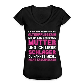 Altenpflegerin Mutter Schlager Mama Pflege - Frauen Vintage T-Shirt - Schwarz - Vorne - Danielle (179cm)