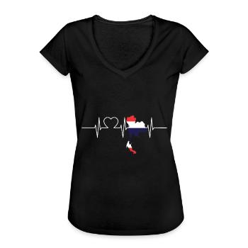 Thailand Herzschlag Flagge Vintage Thailand - Frauen Vintage T-Shirt - Schwarz - Vorne - Danielle (179cm)