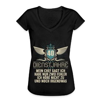 40 Jahre im Dienst 40 Jähriges Dienstjubiläum - Frauen Vintage T-Shirt - Schwarz - Vorne - Danielle (179cm)
