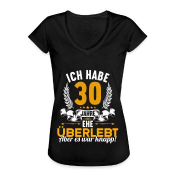 Ich habe 30 Jahre Ehe überlebt 30.Hochzeitstag - Frauen Vintage T-Shirt - Schwarz - Vorne - Danielle (179cm)