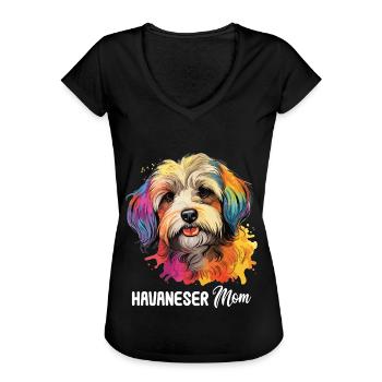 Hund Havaneser - Frauen Vintage T-Shirt - Schwarz - Vorne