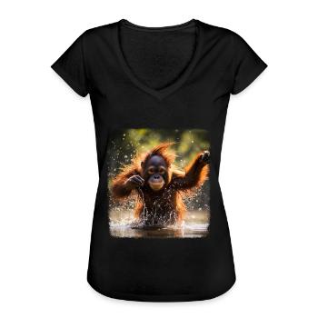 Orang Utans realistic Orang Utan - Frauen Vintage T-Shirt - Schwarz - Vorne - Danielle (179cm)