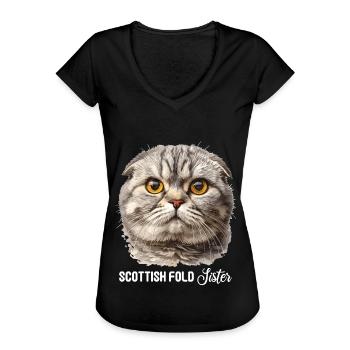 Scottish Fold Kätzchen Scottish Fold Katze - Frauen Vintage T-Shirt - Schwarz - Vorne - Danielle (179cm)