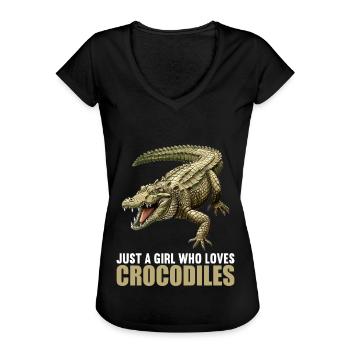 Krokodile Krokodil - Frauen Vintage T-Shirt - Schwarz - Vorne - Danielle (179cm)
