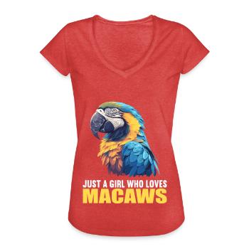 L’ère de l’ara - T-shirt vintage Femme - rouge chiné - Devant - Danielle (179cm)