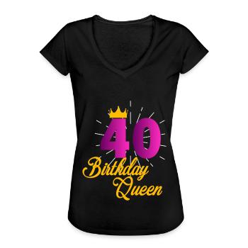 40 Birthday Queen T-Shirt 40. Geburtstag 1980 - Frauen Vintage T-Shirt - Schwarz - Vorne