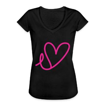 Brustkrebs Schleife T-Shirt Geschenk - Frauen Vintage T-Shirt - Schwarz - Vorne - Danielle (179cm)