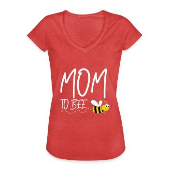 Mom To Bee T-Shirt Geschenk Werdende Mutter - Frauen Vintage T-Shirt - Rot meliert - Vorne - Danielle (179cm)