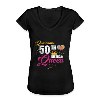 Quarantine 50th Birthday Queen T-Shirt 1971 - Frauen Vintage T-Shirt - Schwarz - Vorne