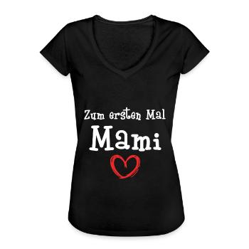 Zum Ersten Mal Mami Werdende Mutter 2021 - Frauen Vintage T-Shirt - Schwarz - Vorne - Danielle (179cm)