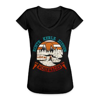 Echte kerle ziehen Wohnwagen - Frauen Vintage T-Shirt - Schwarz - Vorne