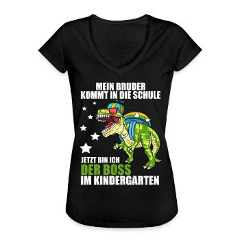 Mein Bruder Kommt In Die Schule Kindergarten Boss - Frauen Vintage T-Shirt - Schwarz - Vorne - Danielle (179cm)