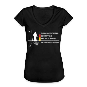 Bundesinstitut zur Bekämpfung von Dummheit - Frauen Vintage T-Shirt - Schwarz - Vorne - Danielle (179cm)