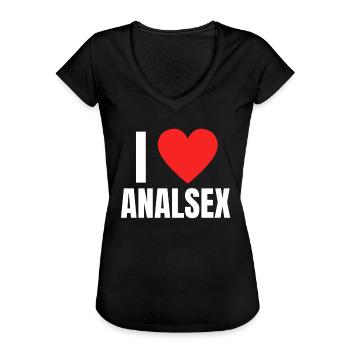 I Love Analsex Shirt Humor Sex Anal Gift Idea - Frauen Vintage T-Shirt - Schwarz - Vorne - Danielle (179cm)