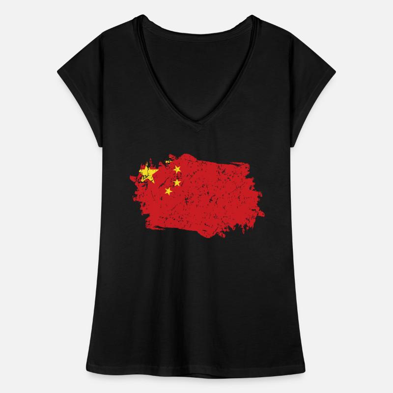 Drapeau de Chine Grunge Drapeau de Chine T-shirt vintage Femme