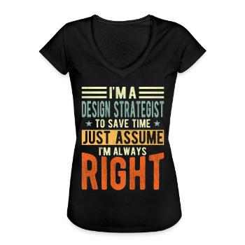Stratège en conception - T-shirt vintage Femme - noir - Devant - Danielle (179cm)