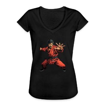 Combattant de Kung Fu - T-shirt vintage Femme - noir - Devant - Danielle (179cm)