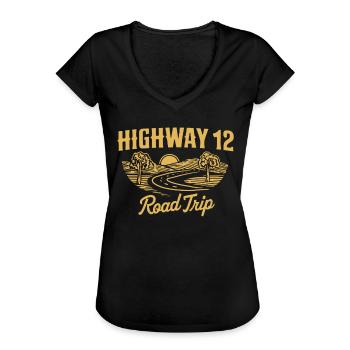 Highway 12 Road Trip Abenteuer - Frauen Vintage T-Shirt - Schwarz - Vorne - Danielle (179cm)