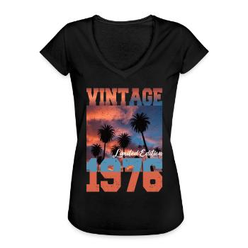 1976 Vintage Limited Edition palmbomen geboren 1976 - Vrouwen Vintage T-shirt - zwart - Voor