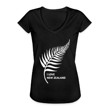 Ich Liebe Neuseeland Souvenir - New Zealand - Frauen Vintage T-Shirt - Schwarz - Vorne - Danielle (179cm)