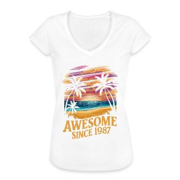 Awesome Since 1987 Strand Sonnenuntergang - Frauen Vintage T-Shirt - Schwarz - Vorne - Danielle (179cm)