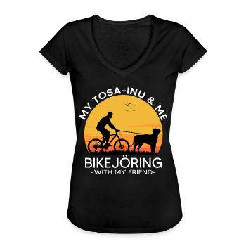 bikejöring tosa inu zughund zughundesport tosa-inu - Frauen Vintage T-Shirt - Schwarz - Vorne - Danielle (179cm)