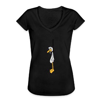 Hanged Duck - Frauen Vintage T-Shirt - Schwarz - Vorne - Danielle (179cm)