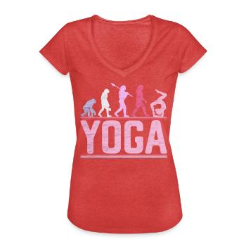 Evolution Yoga Frau Nice Fitness - Frauen Vintage T-Shirt - Rot meliert - Vorne - Danielle (179cm)