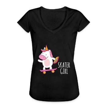Skater Girl Skateboard Skateboarding Vintage - Frauen Vintage T-Shirt - Schwarz - Vorne - Danielle (179cm)