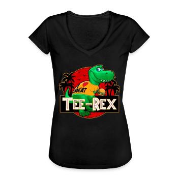 Tee Rex - Le T-shirt portant un dinosaure - T-shirt vintage Femme - noir - Devant - Danielle (179cm)