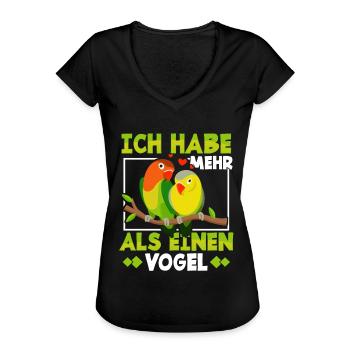 Papagei - Frauen Vintage T-Shirt - Schwarz - Vorne