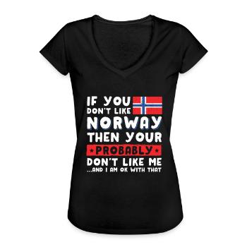 Noorwegen - Vrouwen Vintage T-shirt - zwart - Voor
