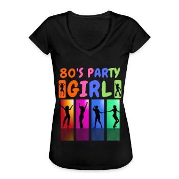 80er Jahre Party Girl - Frauen Vintage T-Shirt - Schwarz - Vorne