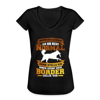 Border Collie - Frauen Vintage T-Shirt - Schwarz - Vorne - Danielle (179cm)