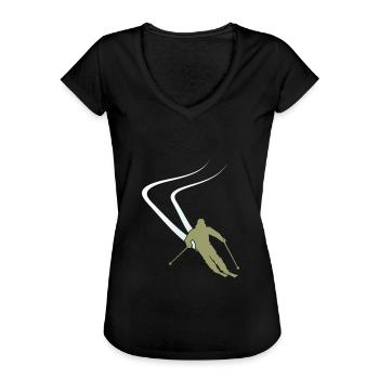 Ski Ski Fahren Skifahren Lustig Winter Wintersport - Frauen Vintage T-Shirt - Schwarz - Vorne