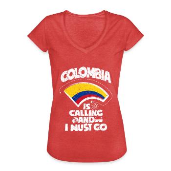 Kolumbien - Frauen Vintage T-Shirt - Rot meliert - Vorne - Danielle (179cm)