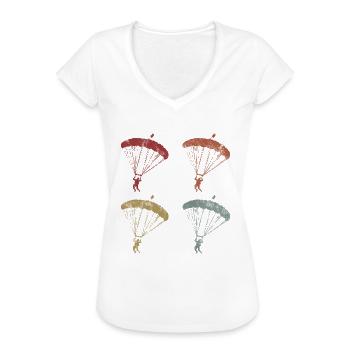 Fallschirmspringer Fallschirm Fallschirmspringen - Frauen Vintage T-Shirt - Schwarz - Vorne - Danielle (179cm)